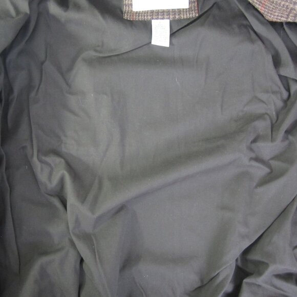 Orvis Mens Large Brown Houndstooth Plaid Wool Bomber Full Zip Jacket Pockets - Picture 12 of 16